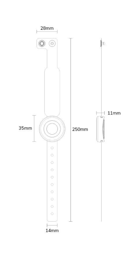 B7 紧急呼救手环尺寸图